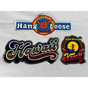Vintage 1984 Hawaii Souvenir Decal Stickers Hang Loose Surfer Turek Lot Of 3